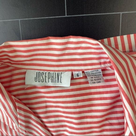 Vintage Button Down Striped Orange/Creme Top Sz 6 - Picture 10 of 11